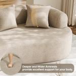 Oversized Sectional Sofa for Living Room, Modern Luxury Plush Chenille 4-Seater Extra Deep & Wide Seat Curved Cloud Couch with 4 Throw Pillows, No Assembly Needed, Light Brown