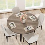 IDEALHOUSE 47" Round Dining Table for 4, Kitchen Dining Room Table with Sturdy Metal Frame, Wood Circle Kitchen Table for Space Saving -Grey (No Chairs)