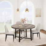 IDEALHOUSE 47" Round Dining Table for 4, Kitchen Dining Room Table with Sturdy Metal Frame, Wood Circle Kitchen Table for Space Saving -Grey (No Chairs)