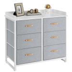 SONGMICS Kids Dresser with 6 Drawers, Boys Girls Dresser, with Water-Resistant Tabletop, Storage Organizer Cabinet, for Bedroom Hallway, Gray UGKR101G01