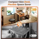 Huuger Folding Desk with Storage Shelf, 31.5 Inch Foldable Computer Table for Small Spaces, Space Saving Sofa Table for Couch, Writing Work Office Computer Desk, Easy to Fold, Rustic Brown