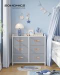 SONGMICS Kids Dresser with 6 Drawers, Boys Girls Dresser, with Water-Resistant Tabletop, Storage Organizer Cabinet, for Bedroom Hallway, Gray UGKR101G01