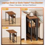 Huuger Folding Desk with Storage Shelf, 31.5 Inch Foldable Computer Table for Small Spaces, Space Saving Sofa Table for Couch, Writing Work Office Computer Desk, Easy to Fold, Rustic Brown