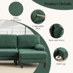 Karl home 110" U-Shape Sectional Couches for Living Room Chenille Upholstery 4 Seat Sofa Set with Double Chaises & Wood Grain Legs for Apartment, Green