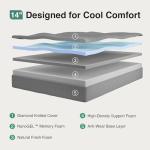 Novilla 14 inch King Size Mattress, Cooling Memory Foam Mattress King with Enhanced Airflow, Pressure Relief & Durable Support, CertiPUR-US Certified Mattresses in a Box with Breathable Fabric
