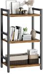 RAGIFEN Book Shelf, 3 Tier Bookcase with Steel Frame, Stable Bookshelf Narrow Book Shelves Storage Organizer for Book CD Movie, Open Book Shelves for Living Room, Home Office, Study, Rustic Brown