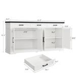 usikey 61” Large Sideboard Buffet Cabinet with 4 Doors and 3 Drawers, Farmhouse Buffet Table, Dining Room Storage Cabinet for Kitchen or Living Room, White