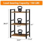 RAGIFEN Book Shelf, 3 Tier Bookcase with Steel Frame, Stable Bookshelf Narrow Book Shelves Storage Organizer for Book CD Movie, Open Book Shelves for Living Room, Home Office, Study, Rustic Brown