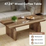 Tribesigns Rectangle Coffee Table, 47-Inch Wood Rectangular Living Room Table, Farmhouse Accent Center Low Cocktail Tea Table with Sturdy Base & Rounded Corners, Easy Assembly (Rustic Brown)