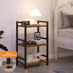 RAGIFEN Book Shelf, 3 Tier Bookcase with Steel Frame, Stable Bookshelf Narrow Book Shelves Storage Organizer for Book CD Movie, Open Book Shelves for Living Room, Home Office, Study, Rustic Brown