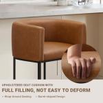 VATROS 26" H Counter Height Bar Stools Set of 4, Modern Barrel Counter Stools with Backrest and Arms, Faux Leather Upholstered Accent Barstools for Kitchen Island,Support 450 LBS (Walnut Brown