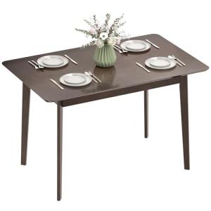 HOMCOM 47" Mid-Century Modern Dining Table for 4, Rectangular Kitchen Table with Wood Grain Finish, Tapered Legs, Wood Frame for Small Spaces, Dining Room, Apartment, Easy to Assemble, Dark Mahogany