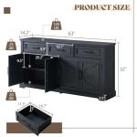 AMERLIFE 63" Large Sideboard Buffet Cabinet with 3 Drawers, 32" Tall Farmhouse Accent Cabinet with 4 Doors & Adjustable Shelves, Coffee Bar Wine Storage Table for Dining Room, Living Room, Black