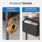 OLIXIS Small Desk with Fabric Drawers for Home Office, 32 Inch Gaming Computer Desk with Side Bag, Headphone Hook Writing Study Work Table for Bedroom Small Sapce, Chic Black