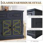 AMERLIFE 63" Large Sideboard Buffet Cabinet with 3 Drawers, 32" Tall Farmhouse Accent Cabinet with 4 Doors & Adjustable Shelves, Coffee Bar Wine Storage Table for Dining Room, Living Room, Black