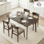 HOMCOM 47" Mid-Century Modern Dining Table for 4, Rectangular Kitchen Table with Wood Grain Finish, Tapered Legs, Wood Frame for Small Spaces, Dining Room, Apartment, Easy to Assemble, Dark Mahogany