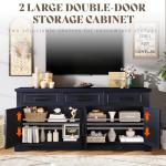 AMERLIFE 63" Large Sideboard Buffet Cabinet with 3 Drawers, 32" Tall Farmhouse Accent Cabinet with 4 Doors & Adjustable Shelves, Coffee Bar Wine Storage Table for Dining Room, Living Room, Black
