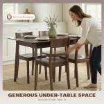 HOMCOM 47" Mid-Century Modern Dining Table for 4, Rectangular Kitchen Table with Wood Grain Finish, Tapered Legs, Wood Frame for Small Spaces, Dining Room, Apartment, Easy to Assemble, Dark Mahogany