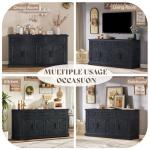 AMERLIFE 63" Large Sideboard Buffet Cabinet with 3 Drawers, 32" Tall Farmhouse Accent Cabinet with 4 Doors & Adjustable Shelves, Coffee Bar Wine Storage Table for Dining Room, Living Room, Black