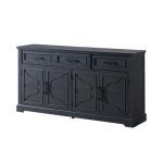 AMERLIFE 63" Large Sideboard Buffet Cabinet with 3 Drawers, 32" Tall Farmhouse Accent Cabinet with 4 Doors & Adjustable Shelves, Coffee Bar Wine Storage Table for Dining Room, Living Room, Black