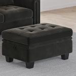 Belffin Rectangular Ottoman with Storage Tuft Ottoman for Living Room Bedroom Velvet Fabric Ottoman Bench Footstool Grey