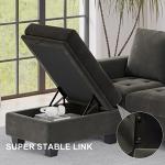 Belffin Rectangular Ottoman with Storage Tuft Ottoman for Living Room Bedroom Velvet Fabric Ottoman Bench Footstool Grey