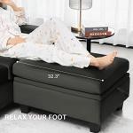 Belffin Rectangular Ottoman with Storage Tuft Ottoman for Living Room Bedroom Velvet Fabric Ottoman Bench Footstool Grey