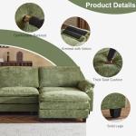 Karl home Sectional Sofa Modular Deep Seat Sofa Couch with Ottoman, Chenille Sofa Sleeper Comfy Upholstered Furniture for Living Room, Apartment, Studio, Office, (3-Seat & 1-Ottoman, Green)