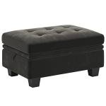 Belffin Rectangular Ottoman with Storage Tuft Ottoman for Living Room Bedroom Velvet Fabric Ottoman Bench Footstool Grey