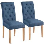Yaheetech Dining Chairs Set of 2 Fabric Upholstered Dining Room Chairs with Button Tufted High Back and Solid Wood Legs for Kitchen/Living Room/Restaurant, Modern Style, Blue