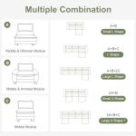 Karl home Sectional Sofa Modular Deep Seat Sofa Couch with Ottoman, Chenille Sofa Sleeper Comfy Upholstered Furniture for Living Room, Apartment, Studio, Office, (3-Seat & 1-Ottoman, Green)