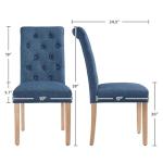 Yaheetech Dining Chairs Set of 2 Fabric Upholstered Dining Room Chairs with Button Tufted High Back and Solid Wood Legs for Kitchen/Living Room/Restaurant, Modern Style, Blue