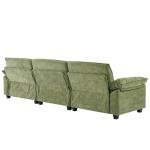 Karl home Sectional Sofa Modular Deep Seat Sofa Couch with Ottoman, Chenille Sofa Sleeper Comfy Upholstered Furniture for Living Room, Apartment, Studio, Office, (3-Seat & 1-Ottoman, Green)