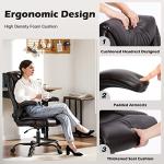 DUMOS PU Leather Office Chair - Ergonomic Executive Computer Desk Chairs with Adjustable Flip-up Armrest, Swivel Task Chair with Lumbar Support, Strong Metal Base,Dark Brown