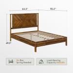 Bme Vivian 14 Inch Queen Size Bed Frame with Headboard, Rustic & Scandinavian Style with Solid Acacia Wood, No Box Spring Needed, 12 Strong Wood Slat Support, Easy Assembly, Queen, Chestnut
