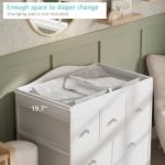 BOLUO Changing Table Dresser with Storage, Baby Dresser with Changing Table Top Diaper Changing Station with 7 Fabric Drawers for Nursery Modern
