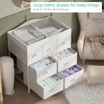 BOLUO Changing Table Dresser with Storage, Baby Dresser with Changing Table Top Diaper Changing Station with 7 Fabric Drawers for Nursery Modern
