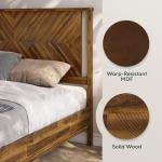 Bme Vivian 14 Inch Queen Size Bed Frame with Headboard, Rustic & Scandinavian Style with Solid Acacia Wood, No Box Spring Needed, 12 Strong Wood Slat Support, Easy Assembly, Queen, Chestnut