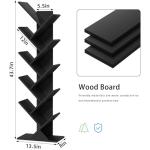 SHEEPAM 10 Tier Tree Book Shelf, Floor Standing Wood Bookshelf for Narrow Space, Storage Organizer Bookshelves for Books/CDs/Magazine, Bookcase with Shelves for Home Office, Living Room - Black