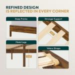 Bme Vivian 14 Inch Queen Size Bed Frame with Headboard, Rustic & Scandinavian Style with Solid Acacia Wood, No Box Spring Needed, 12 Strong Wood Slat Support, Easy Assembly, Queen, Chestnut