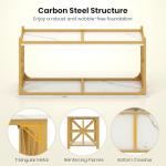 Giantex Farmhouse Coffee Table, 43" Faux Marble Center Table w/Storage & X-Shaped Frames, 2-Tier Modern Accent Cocktail Tea Table, Rectangular Wooden Living Room Tables for Small Spaces, Gold & White