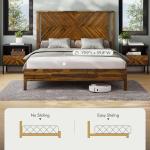 Bme Vivian 14 Inch Queen Size Bed Frame with Headboard, Rustic & Scandinavian Style with Solid Acacia Wood, No Box Spring Needed, 12 Strong Wood Slat Support, Easy Assembly, Queen, Chestnut