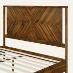 Bme Vivian 14 Inch Queen Size Bed Frame with Headboard, Rustic & Scandinavian Style with Solid Acacia Wood, No Box Spring Needed, 12 Strong Wood Slat Support, Easy Assembly, Queen, Chestnut