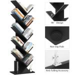 SHEEPAM 10 Tier Tree Book Shelf, Floor Standing Wood Bookshelf for Narrow Space, Storage Organizer Bookshelves for Books/CDs/Magazine, Bookcase with Shelves for Home Office, Living Room - Black