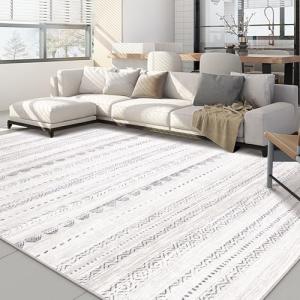 Nakagishi 6x9 Area Rugs Living Room: Washable Boho Large Neutral Soft Farmhouse Rug Stain Resistant Modern Indoor Floor Non-Slip Carpet for Bedroom Nursery Kids Playroom Office Dining Room Dorm- Gray