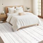 Nakagishi 6x9 Area Rugs Living Room: Washable Boho Large Neutral Soft Farmhouse Rug Stain Resistant Modern Indoor Floor Non-Slip Carpet for Bedroom Nursery Kids Playroom Office Dining Room Dorm- Gray