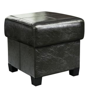 GLAXYFUR Storage Ottoman Cube Folding Footstool PU Leather Storage Bench with Legs, Storage Chest for Living Room, Bedroom, 15.7 x 15.7 x15.7 Inches, Black