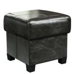 GLAXYFUR Storage Ottoman Cube Folding Footstool PU Leather Storage Bench with Legs, Storage Chest for Living Room, Bedroom, 15.7 x 15.7 x15.7 Inches, Black