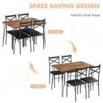 VECELO Dining Table Set for 4, Kitchen Table Set with 4 Chairs for Small Space, Space-Saving and Modern Design, Apartment, Easy to Assemble,Classic Brown