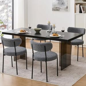 kinmars Dining Chairs Set of 4- Modern Black and White Kitchen & Dining Room Chairs - Comfortable Upholstered Dining Chair Set for 2/4/6/8 People